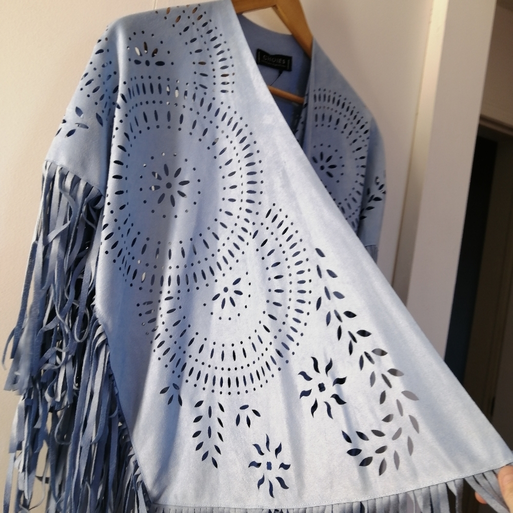 Cut Out Shawl Blue